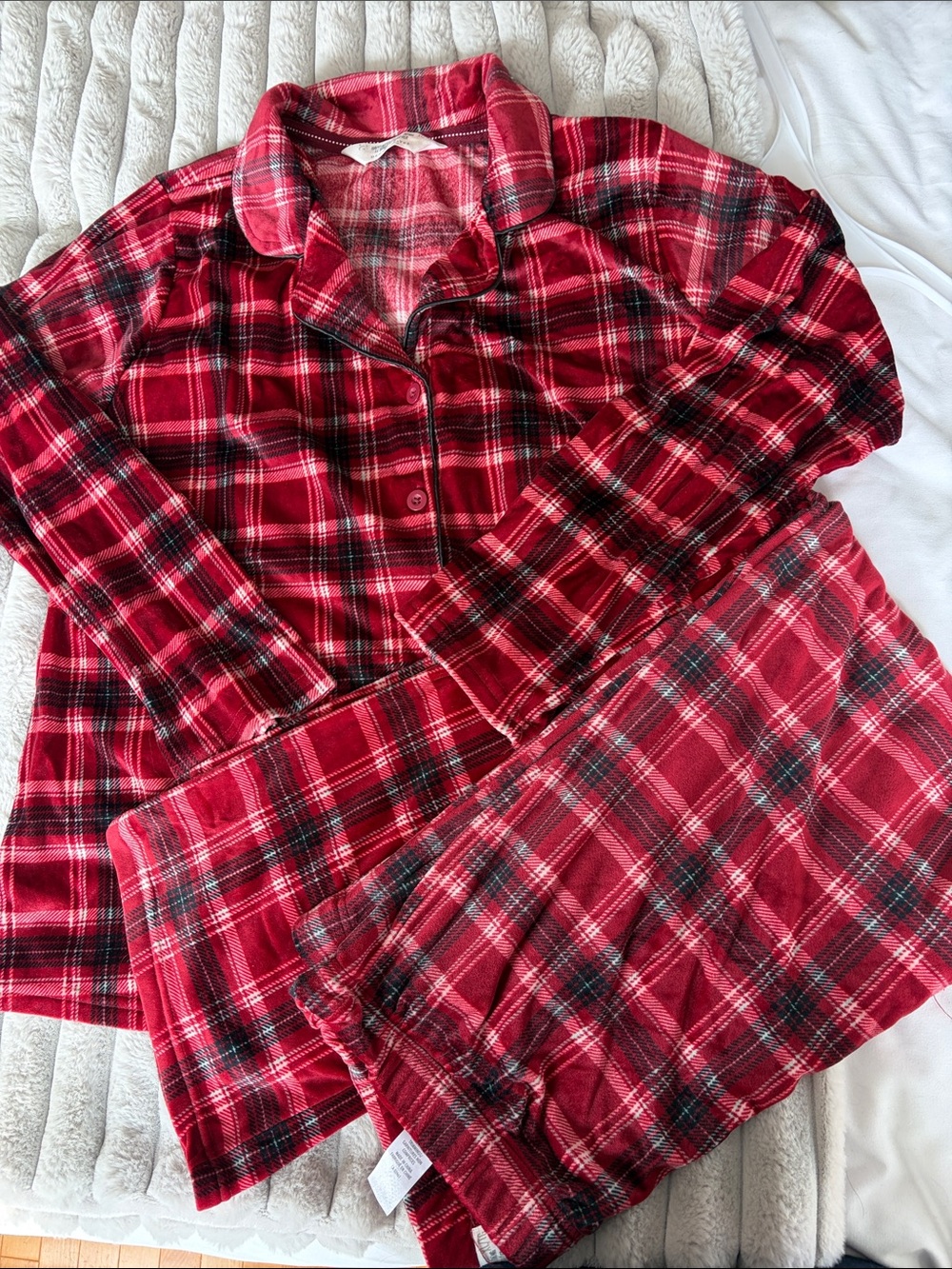 Denver Hayes Red Plaid Kids Pajama Set - Button-Front Top & Pants